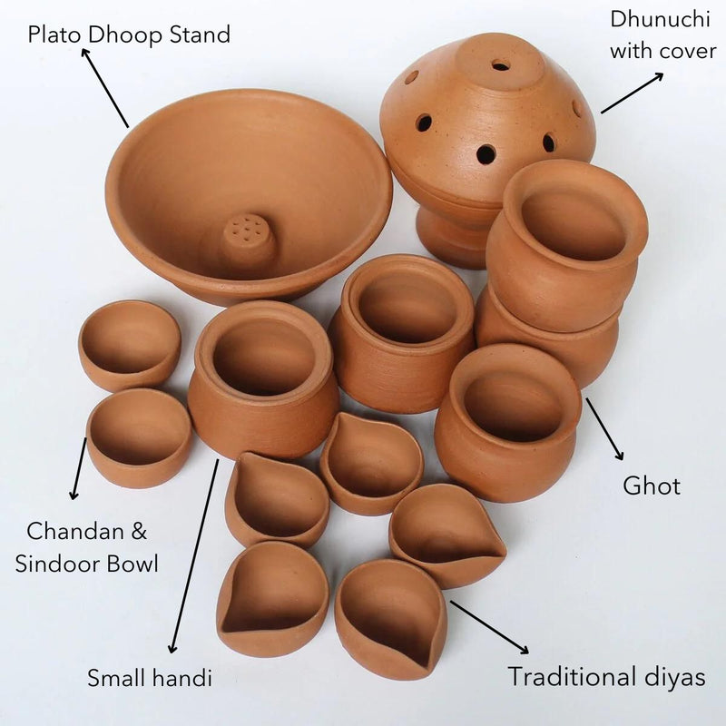 Puja Kit - Assorted Combitions of Terracotta Products | Verified Sustainable Pooja Needs on Brown Living™