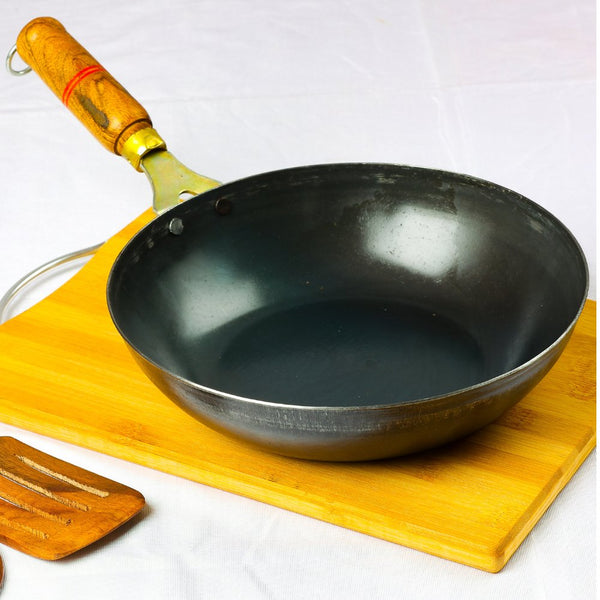 Pure Iron Handmade Flat Bottom Wok (10 Inches) | Verified Sustainable Cookware on Brown Living™