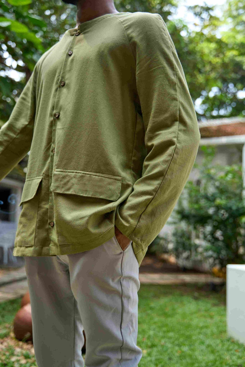 Raglan Sleeve Cotton Shacket | Verified Sustainable Mens Jacket on Brown Living™