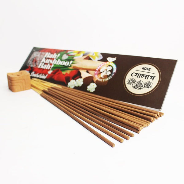 Rose Bah Kushboo Bah Premium Sensorial Aromatic Incense Sticks (10 Packs = 400+ Sticks) | Verified Sustainable Pooja Needs on Brown Living™