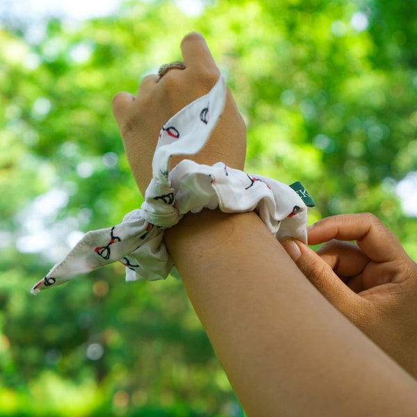 Rose Printed Bamboo Scrunchies (Set of 2) | Verified Sustainable Womens Accessories on Brown Living™