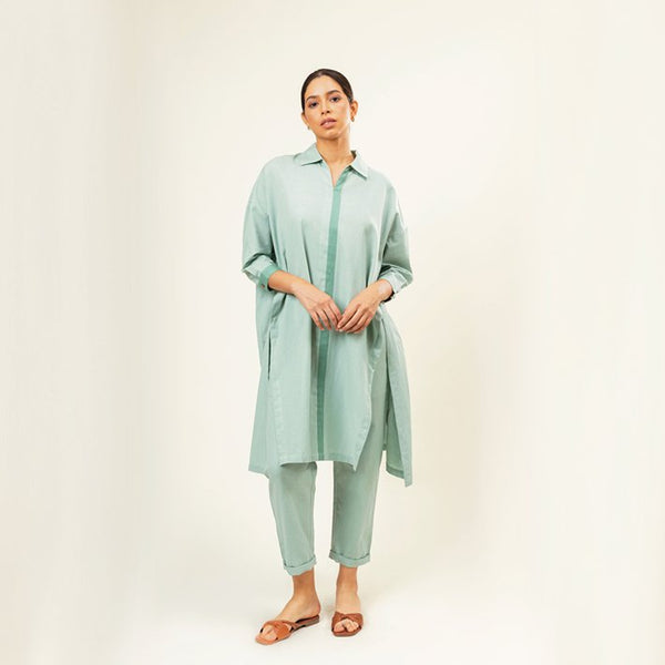 Sage Green Blake - Upcycled Cotton Tunic | Verified Sustainable Womens Tunic on Brown Living™