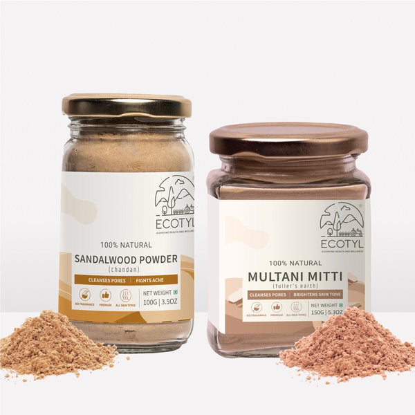 Sandalwood Powder 100g and Multani Mitti 150g- Face Pack Combo | Verified Sustainable Face Mask on Brown Living™