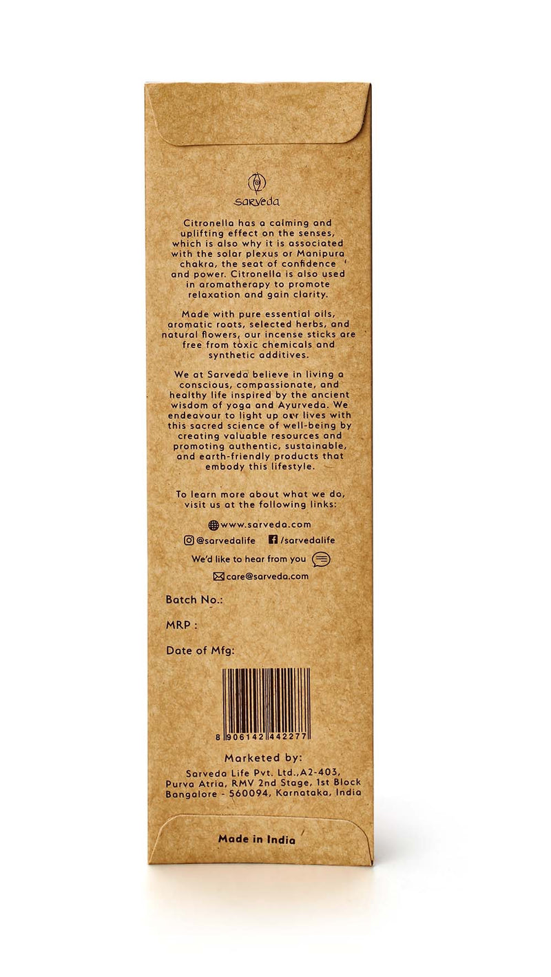 Buy Pure Citronella Incense Stick | Shop Verified Sustainable Pooja Needs on Brown Living™