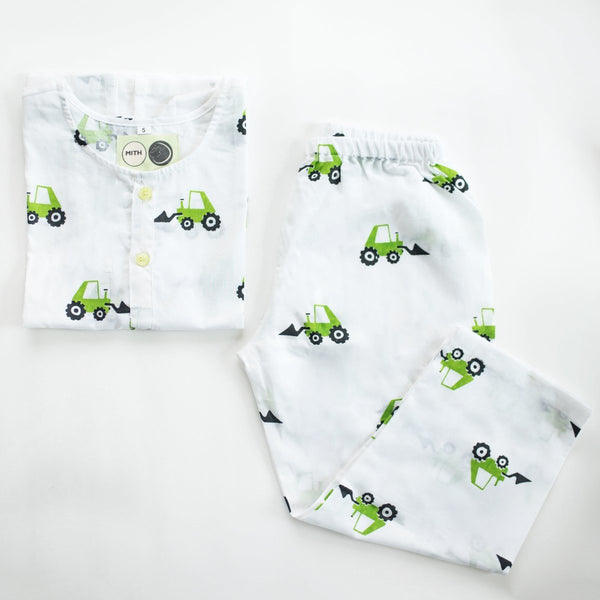 Scoopy Excavator - Unisex Kids Cotton Nightwear | Verified Sustainable Kids Pyjamas on Brown Living™