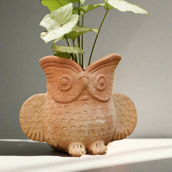 Seacrest Owl Earthern Planter - 9x6 Inches