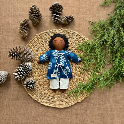 Single Doll - Azan - Cotton Fabric Toy - Deep | Verified Sustainable Role & Pretend Play Toys on Brown Living™