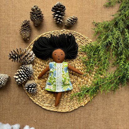 Single Doll - Gargi - Cotton Fabric Toy - Deep | Verified Sustainable Role & Pretend Play Toys on Brown Living™