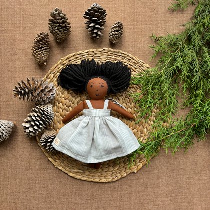 Single Doll - Jia - Cotton Fabric Toy - Deep | Verified Sustainable Role & Pretend Play Toys on Brown Living™