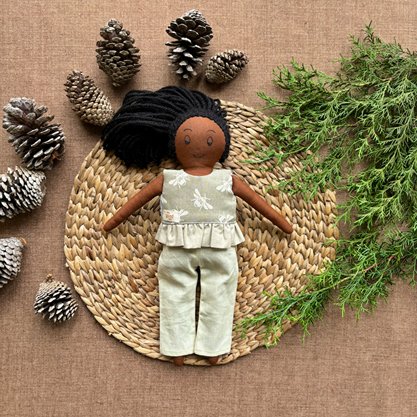 Single Doll - Manorath - Cotton Fabric Toy - Deep | Verified Sustainable Role & Pretend Play Toys on Brown Living™