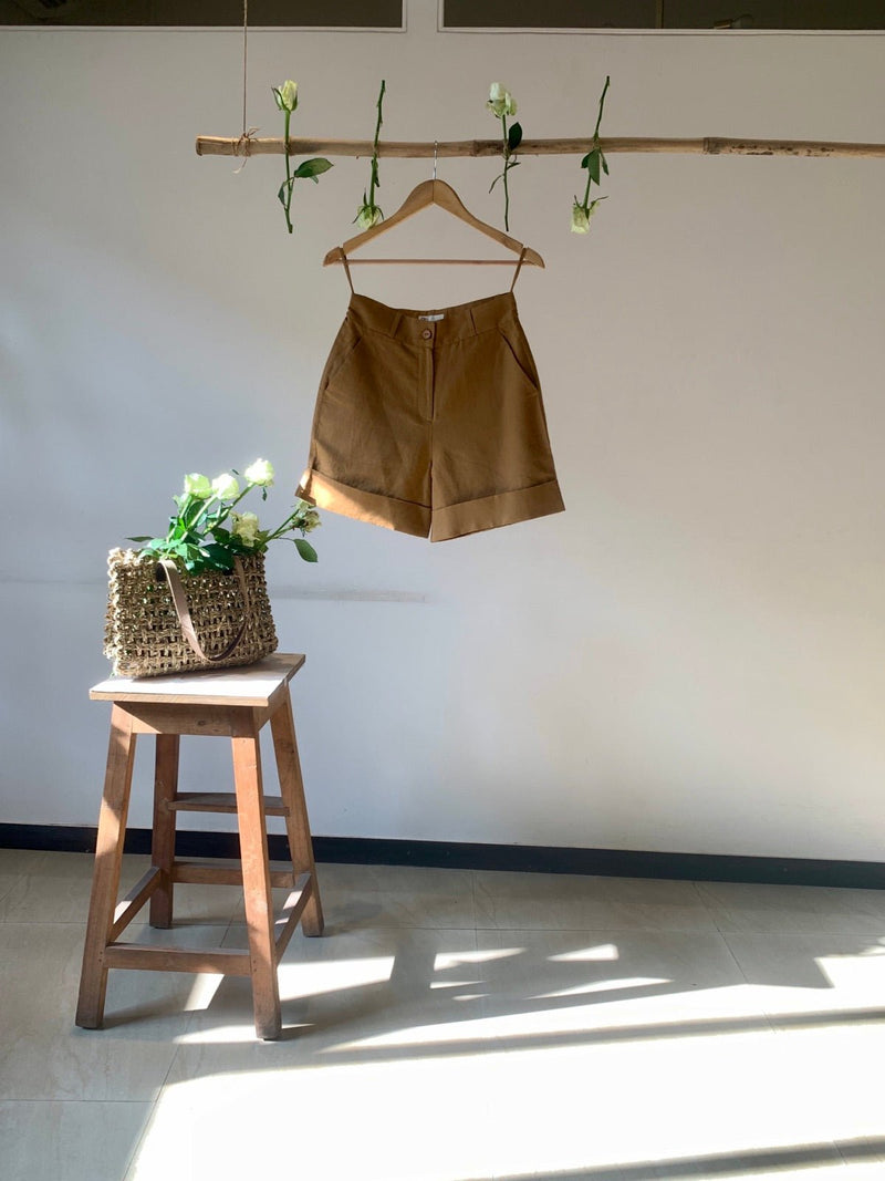 Straight-Leg Hemp Cotton Shorts | Verified Sustainable Womens Shorts on Brown Living™