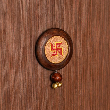 Swastik Diwali Door Reclaimed Wood Hanging | Pack of 2 | Verified Sustainable Wall Decor on Brown Living™