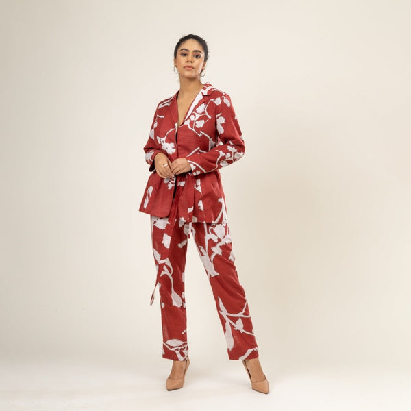 Sybi - Upcycled Cotton Lenin Printed Set | Verified Sustainable Womens Co - Ord Sets on Brown Living™