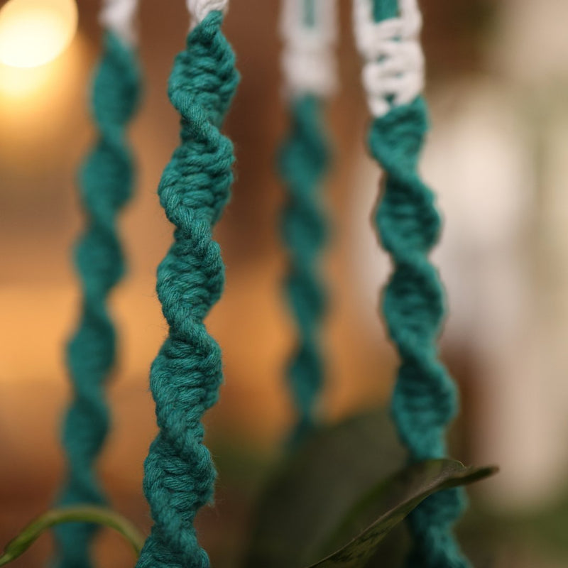 Teal Web Macrame Plant Holder | Verified Sustainable Pots & Planters on Brown Living™