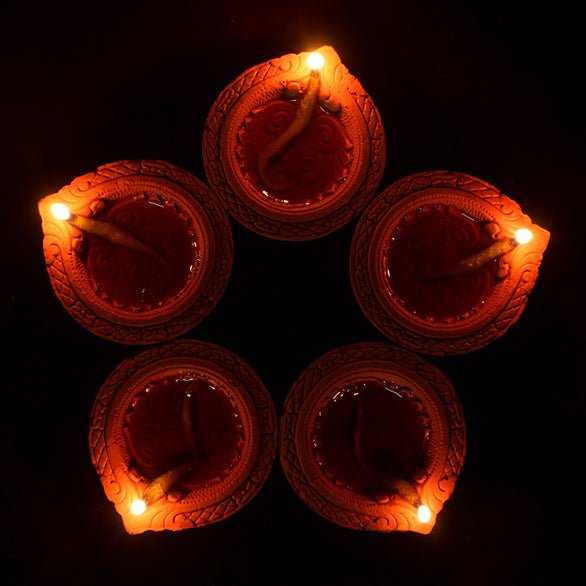 Terracotta Small Motif Diya (Set of 25) | Verified Sustainable Pooja Needs on Brown Living™