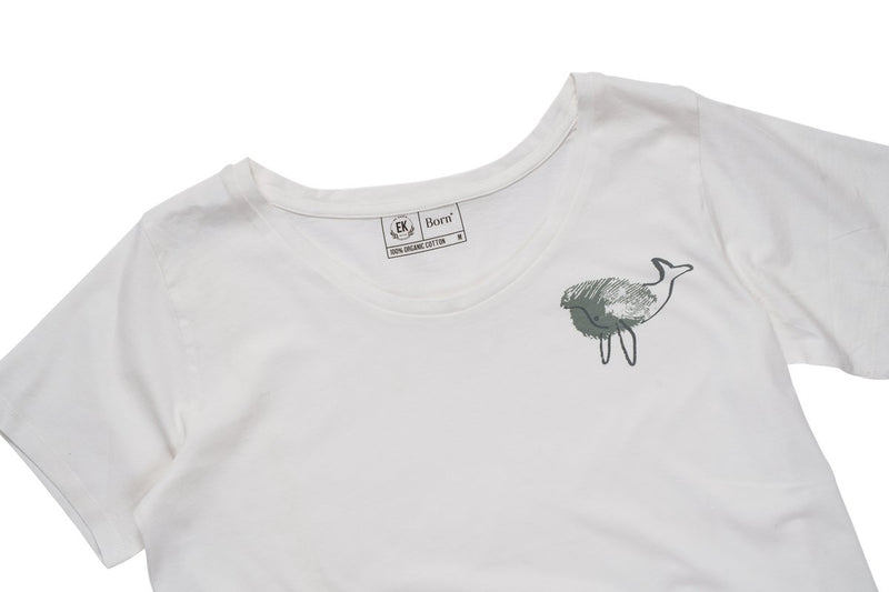 Whale Print Womens Organic Cotton T - shirt | White | Verified Sustainable Womens T - Shirt on Brown Living™