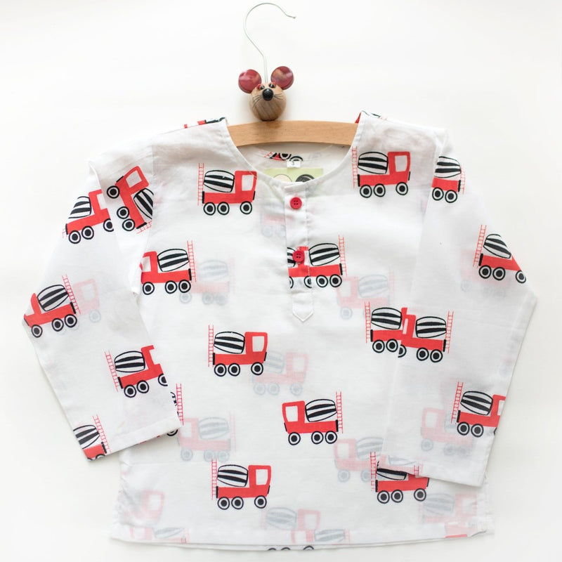 Whirly Cement Mixer - Unisex Kids Cotton Nightwear | Verified Sustainable Kids Pyjamas on Brown Living™