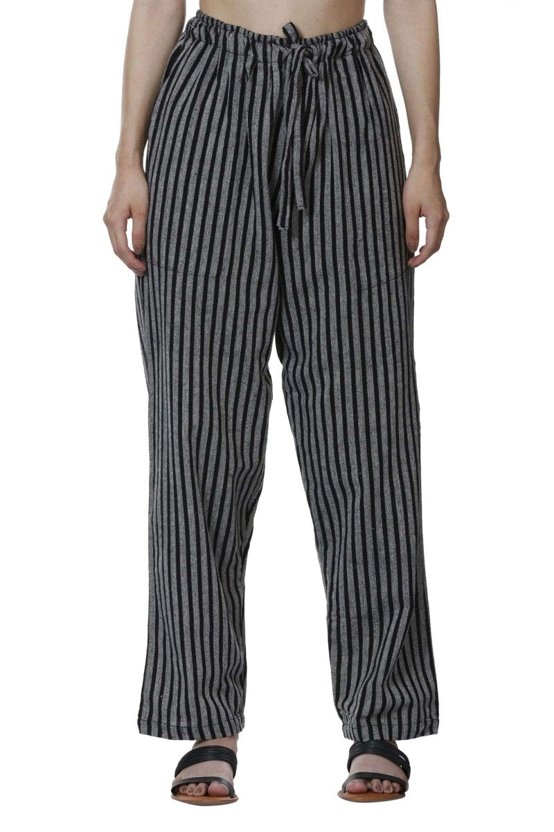 Women's Lounge Pant | Black Stripes | Free Size | Verified Sustainable Womens Pants on Brown Living™