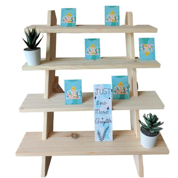 Wooden 4 Layer Foldable Multipurpose Display Rack with Grooves | Verified Sustainable Organizers on Brown Living™