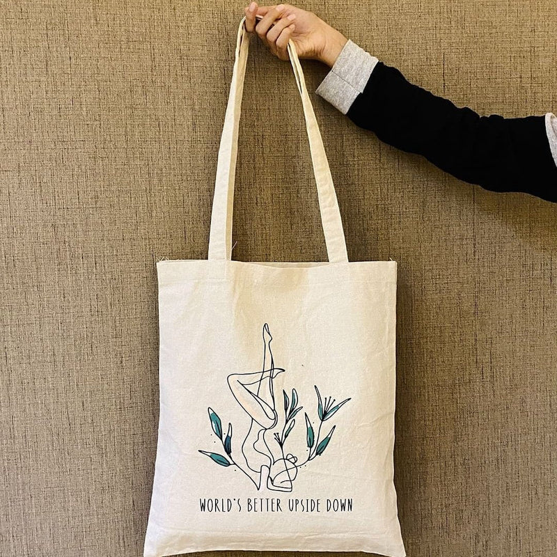 World's better upside down - 100% Cotton Canvas Tote Bag | Verified Sustainable Tote Bag on Brown Living™