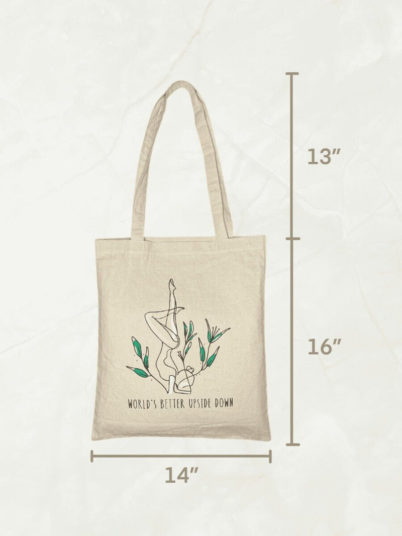 World's better upside down - 100% Cotton Canvas Tote Bag | Verified Sustainable Tote Bag on Brown Living™