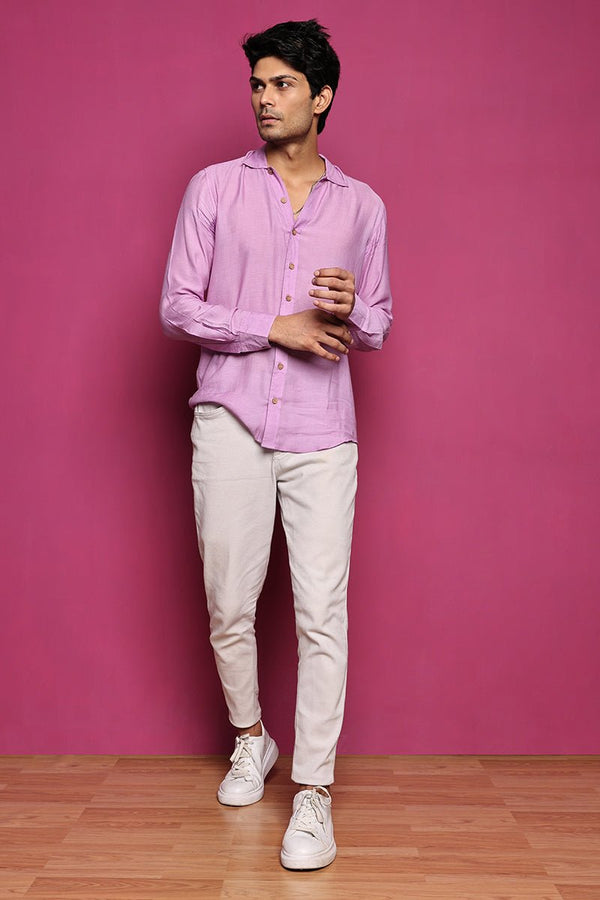 Buy 100% Sugarcane Fabric Lavender Shirt | Shop Verified Sustainable Mens Shirt on Brown Living™