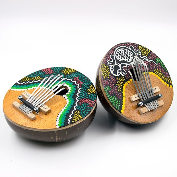 Buy 7-Key Kalimba Artistically Handcrafted Thumb Piano made from Coconut Shell | Shop Verified Sustainable Musical Instruments on Brown Living™