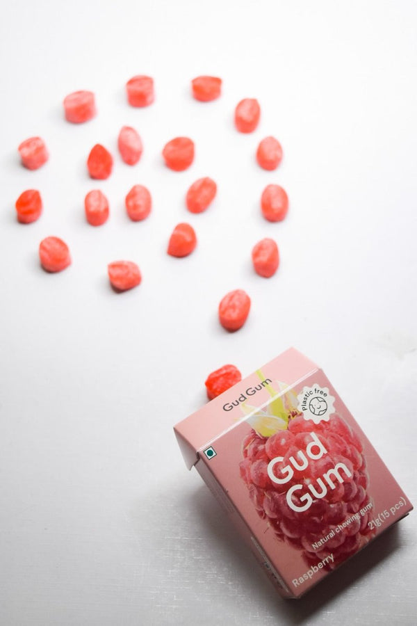 Buy All Natural Chewing Gums - Raspberry | 21g x 3 | Pack of 3 (Each pack contains 15 gums) | Shop Verified Sustainable Confectionaries on Brown Living™