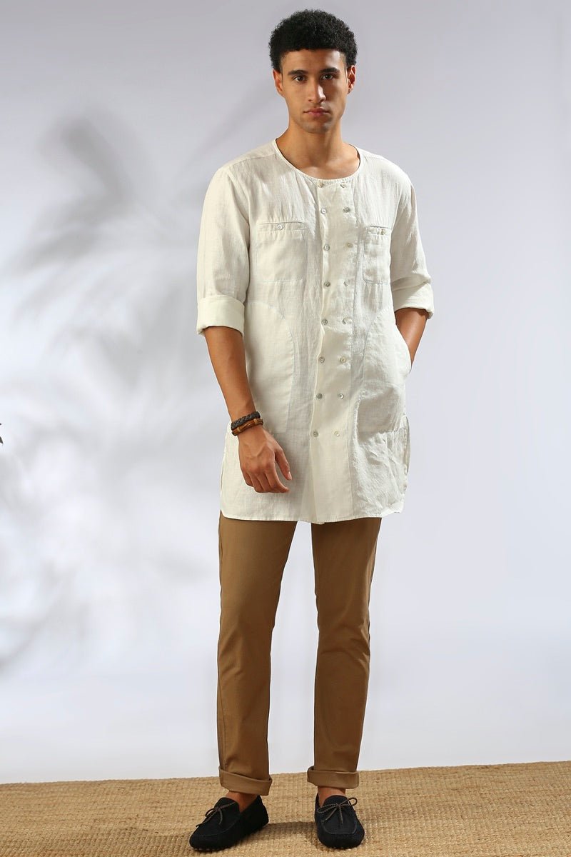 Buy Ashoka Double Breasted Kurta - White | Shop Verified Sustainable Mens Kurta on Brown Living™