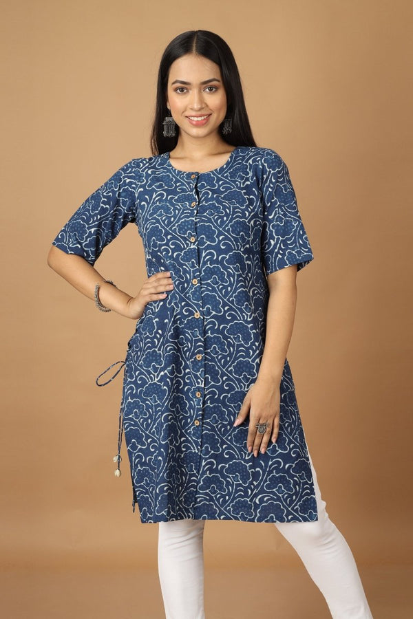 Buy Bageecha Dabu Indigo Kurta | Shop Verified Sustainable Products on Brown Living