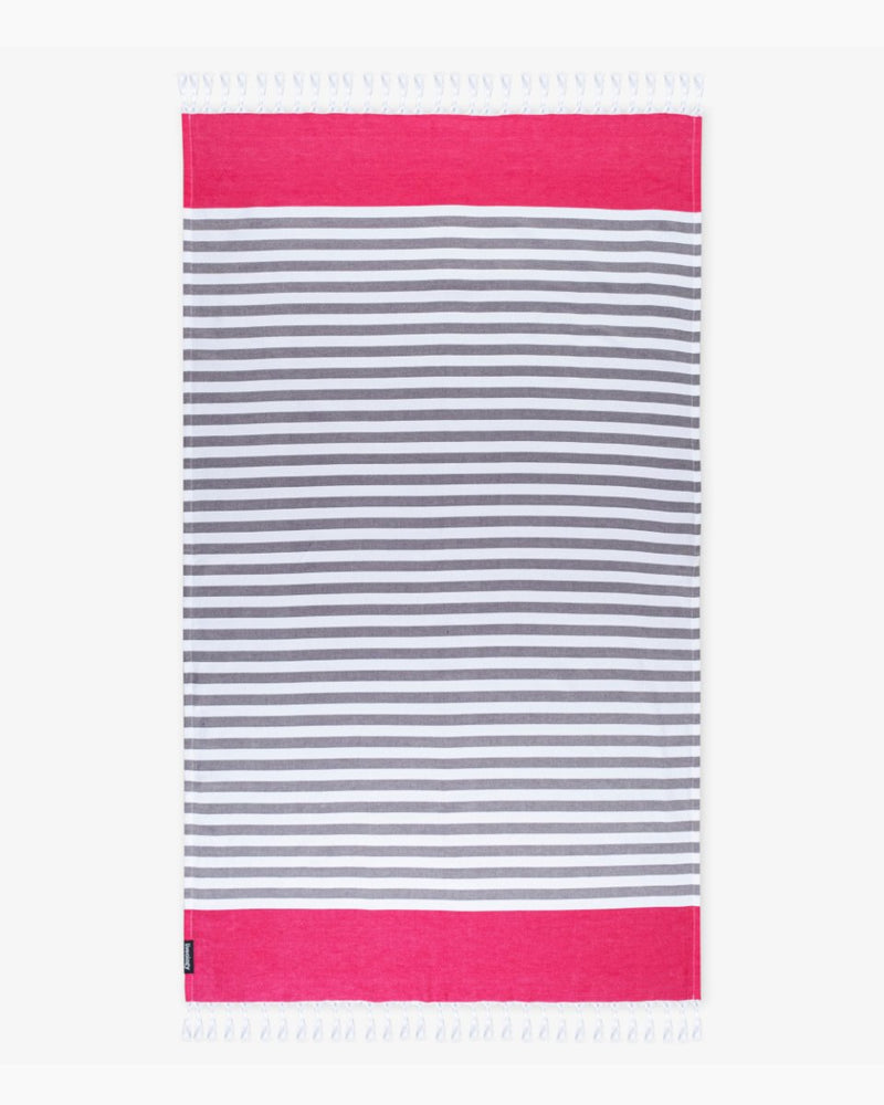 Buy Bamboo & cotton Blend Woven Everyday Towels in Fuschia | Tula Stripe | Shop Verified Sustainable Products on Brown Living