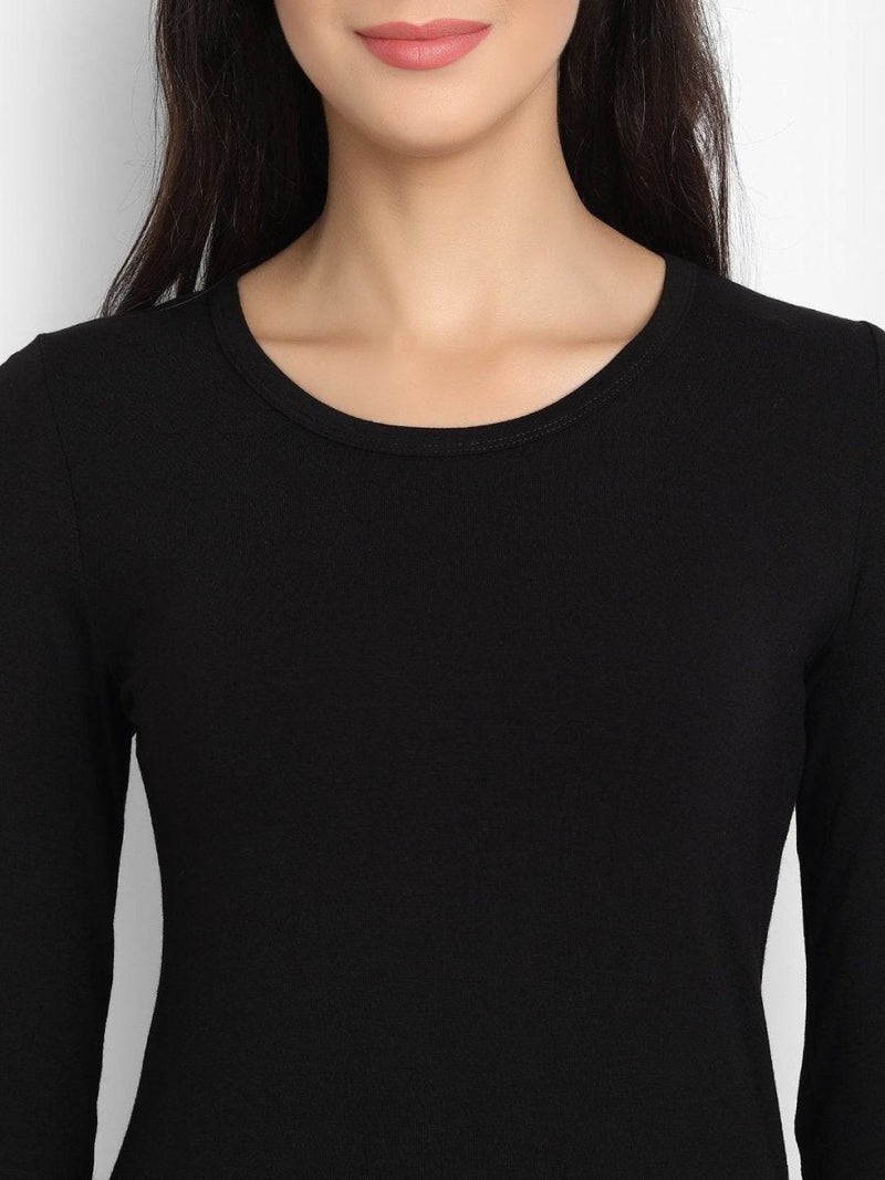 Buy Bamboo Fabric Black Full Sleeves T-Shirt for Women | Shop Verified Sustainable Womens T-Shirt on Brown Living™