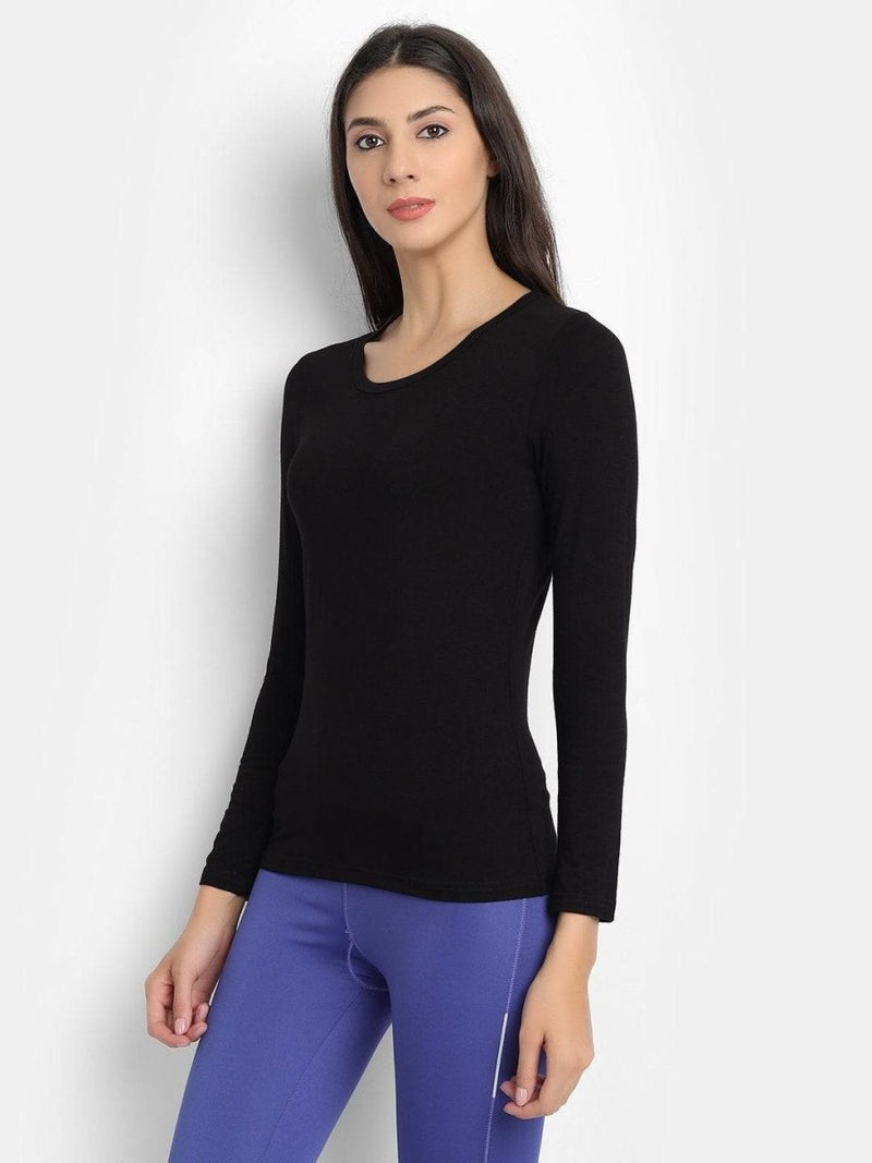 Buy Bamboo Fabric Black Full Sleeves T-Shirt for Women | Shop Verified Sustainable Womens T-Shirt on Brown Living™