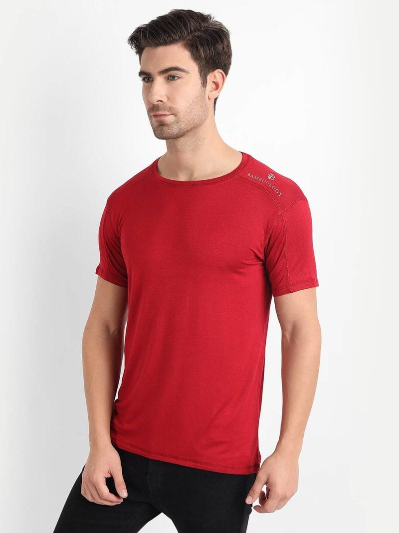 Buy Bamboo Fabric Maroon T-shirt For Men | Shop Verified Sustainable Mens Tshirt on Brown Living™