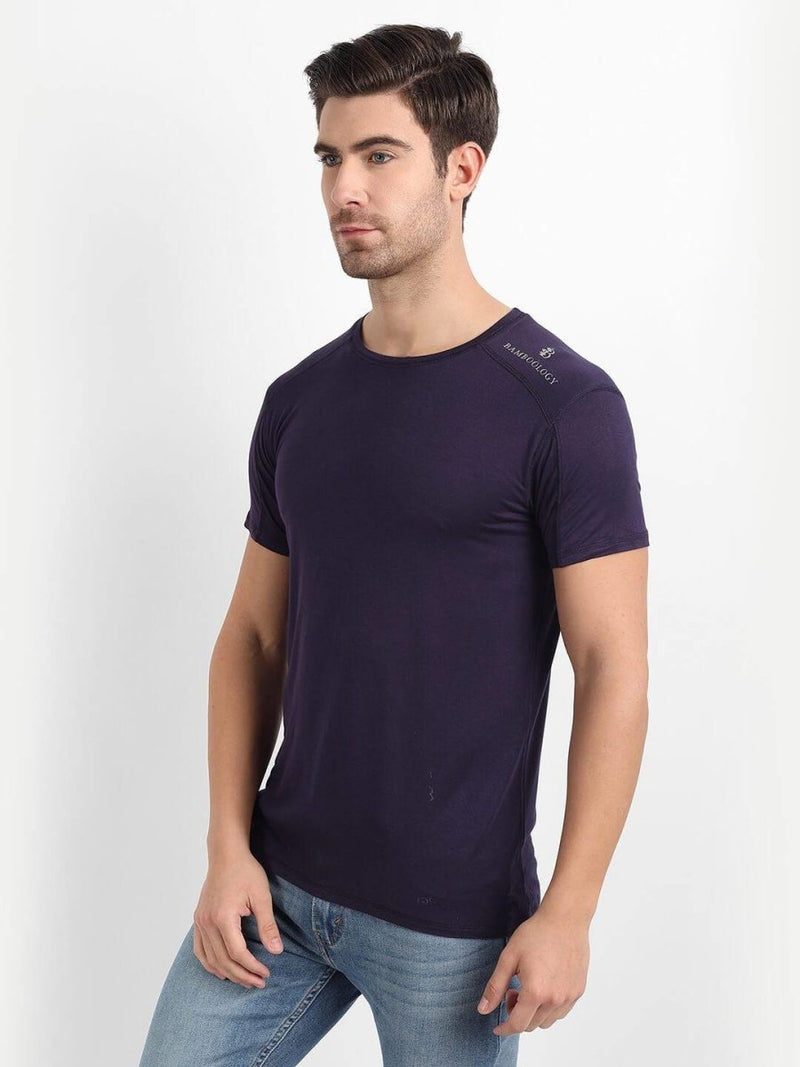 Buy Bamboo Fabric Navy T-shirt For Men | Shop Verified Sustainable Mens Tshirt on Brown Living™