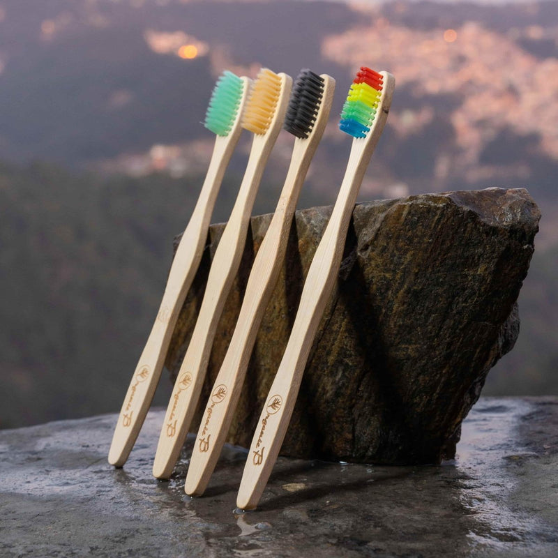 Buy Bamboo Toothbrush Colour Pack 4 Pcs | Shop Verified Sustainable Tooth Brush on Brown Living™