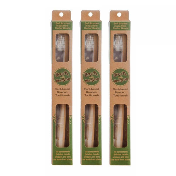 Buy Bamboo Toothbrush - Set of 3 | Shop Verified Sustainable Tooth Brush on Brown Living™