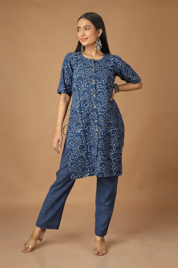 Buy Barekh Dabu Indigo Co-ordinated Set | Shop Verified Sustainable Products on Brown Living