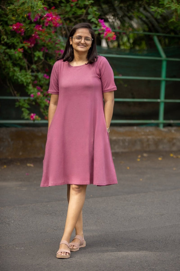 Buy Beet Rose Organic Cotton T-Shirt Dress | Shop Verified Sustainable Products on Brown Living