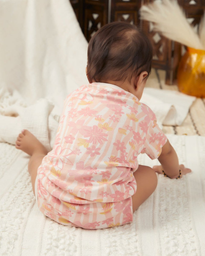 Buy Blooming Nectar Floral Pink Onesie | Shop Verified Sustainable Kids Onesies on Brown Living™