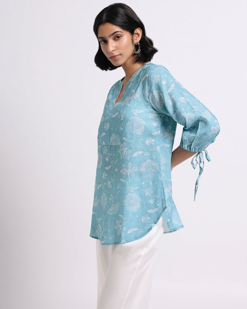 Buy Blue Bloom Print Blouse | Shop Verified Sustainable Products on Brown Living