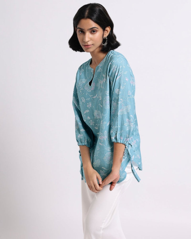 Buy Blue Bloom Print Blouse | Shop Verified Sustainable Products on Brown Living