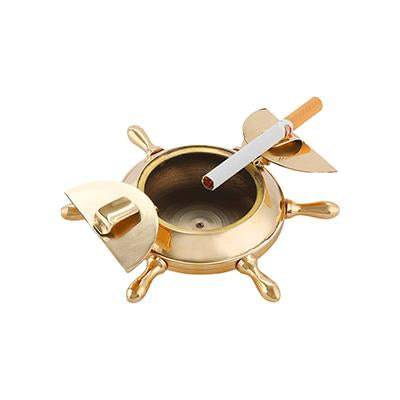 Buy Brass Nautical Wheel Design Cigarettes Ashtray | Shop Verified Sustainable Table Decor on Brown Living™