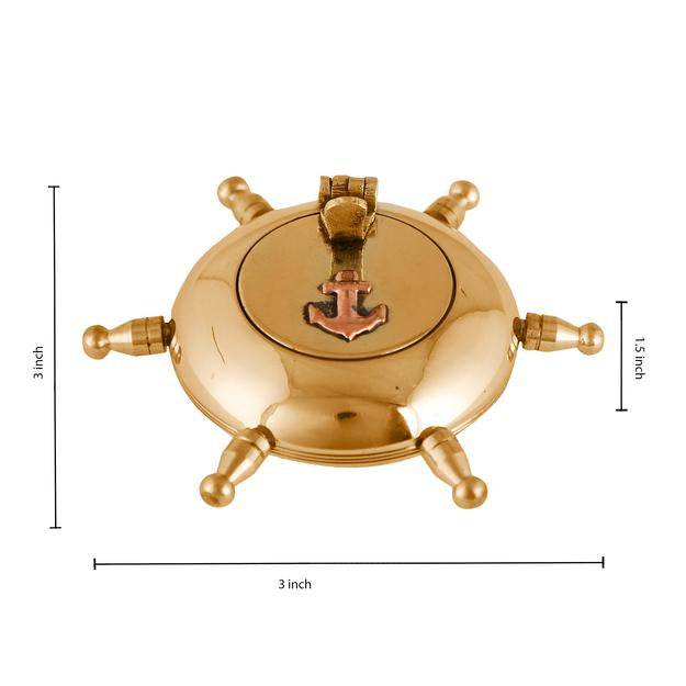 Buy Brass Nautical Wheel Design Cigarettes Ashtray | Shop Verified Sustainable Table Decor on Brown Living™