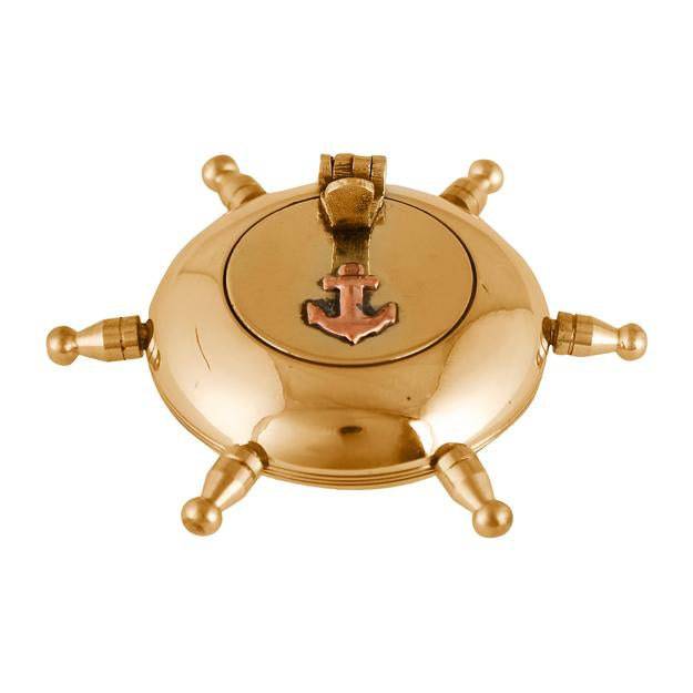 Buy Brass Nautical Wheel Design Cigarettes Ashtray | Shop Verified Sustainable Table Decor on Brown Living™