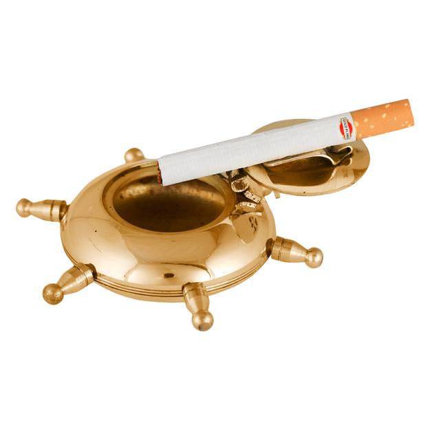 Buy Brass Nautical Wheel Design Cigarettes Ashtray | Shop Verified Sustainable Table Decor on Brown Living™