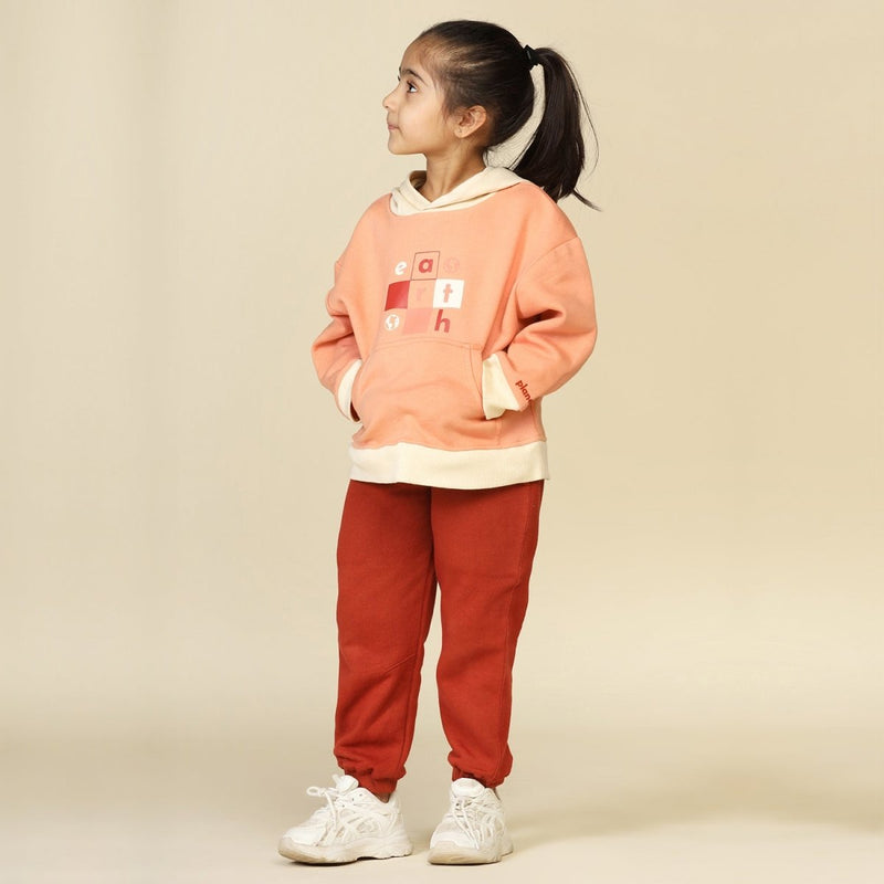 Buy Brick Red Unisex Joggers in Cotton Fleece | Planet First | Shop Verified Sustainable Kids Pajamas on Brown Living™