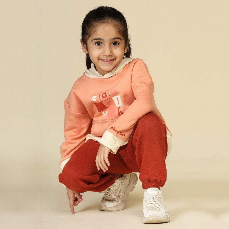 Buy Brick Red Unisex Joggers in Cotton Fleece | Planet First | Shop Verified Sustainable Kids Pajamas on Brown Living™