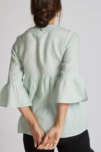 Buy Bridge Gathered Top Mint Green | Shop Verified Sustainable Womens Top on Brown Living™