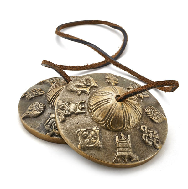 Buy Buddhist Tingsha Bells - Handcrafted with Tibetan Symbols - 7cm | Shop Verified Sustainable Musical Instruments on Brown Living™